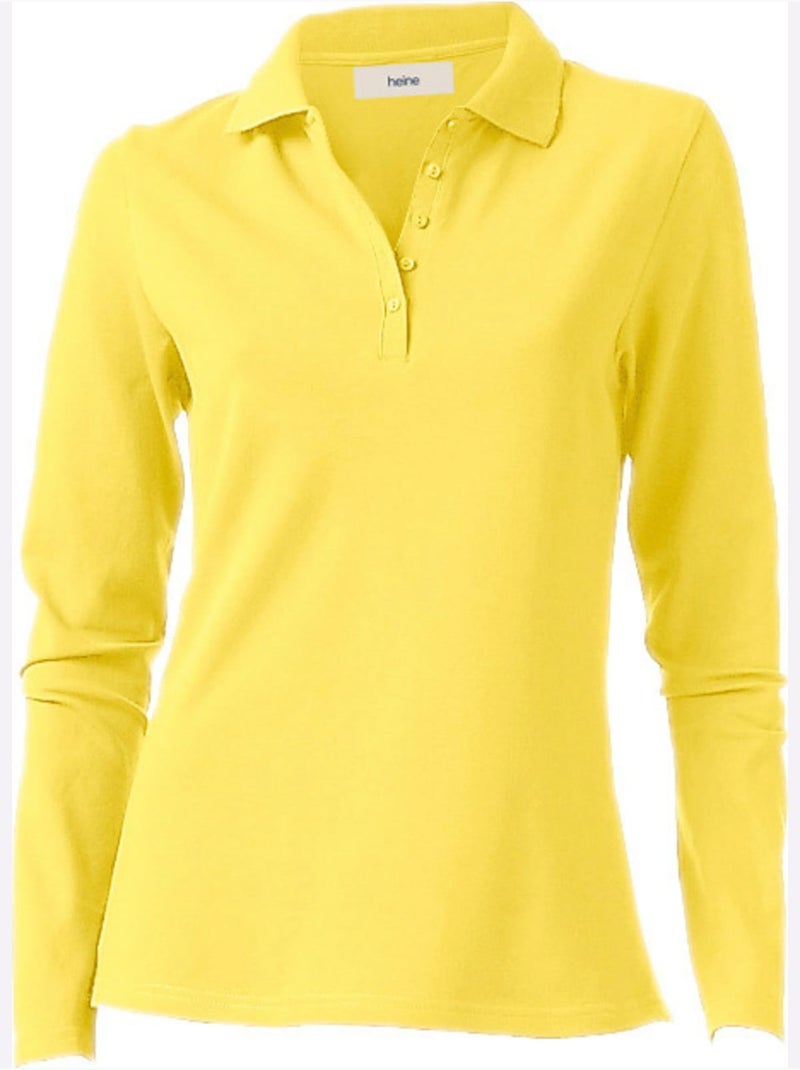Polo Manches Longues - Taille Standard - Helline Jaune - Kiabi