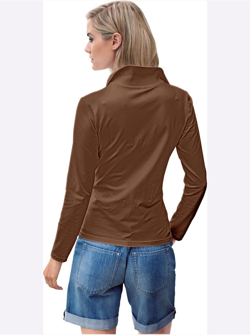 Polo Manches Longues - Taille Standard - helline Marron - Kiabi