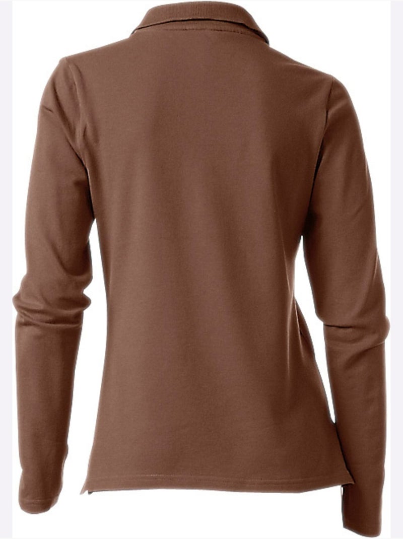 Polo Manches Longues - Taille Standard - helline Marron - Kiabi