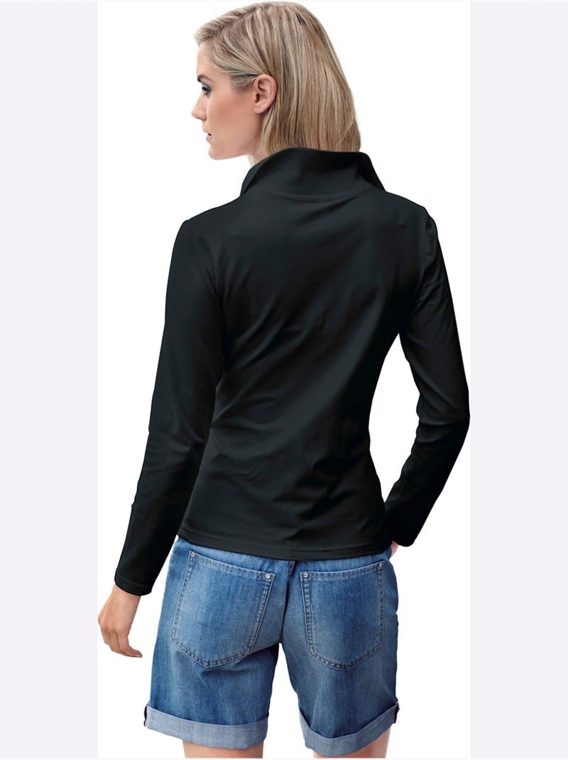 Polo Manches Longues - Taille Standard - helline Noir - Kiabi