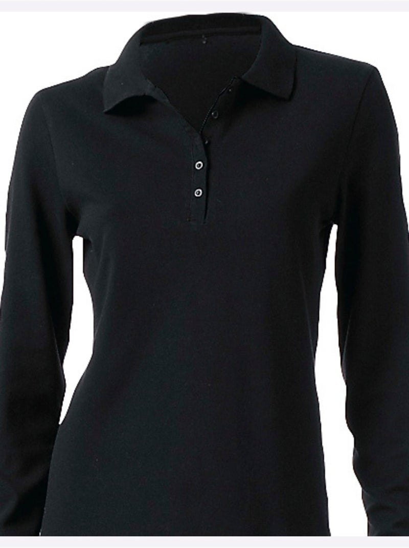 Polo Manches Longues - Taille Standard - helline Noir - Kiabi