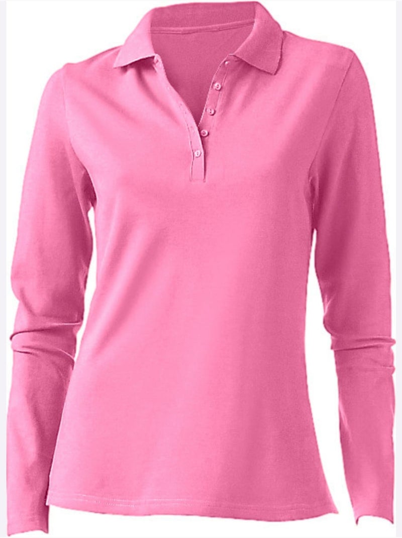 Polo Manches Longues - Taille Standard - helline Rose fushia - Kiabi