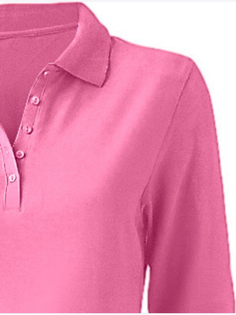 Polo Manches Longues - Taille Standard - helline Rose fushia - Kiabi