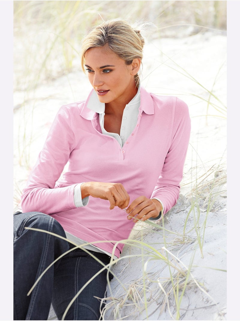 Polo Manches Longues - Taille Standard - Helline Rose - Kiabi
