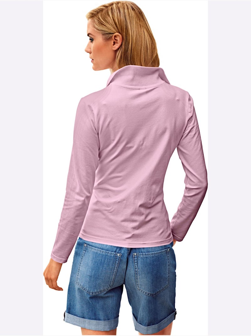Polo Manches Longues - Taille Standard - Helline Rose - Kiabi