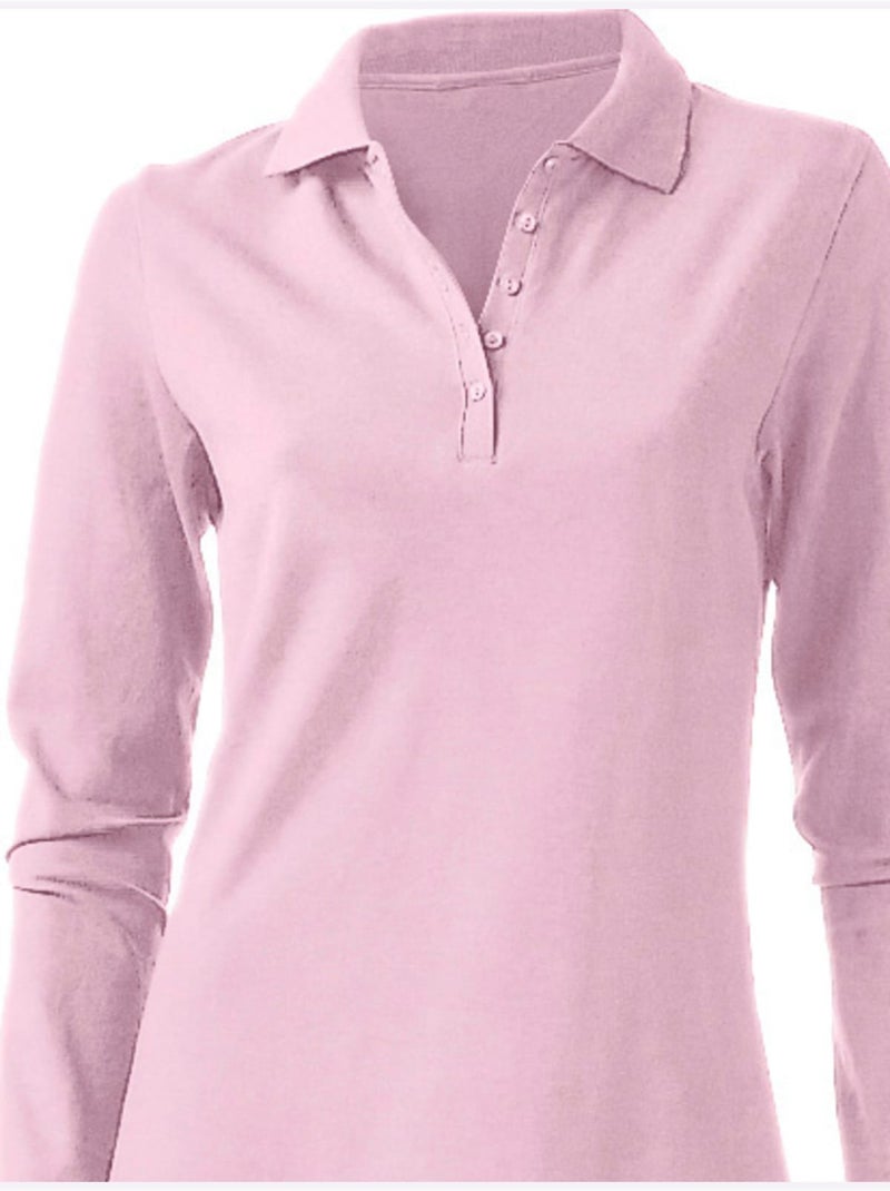 Polo Manches Longues - Taille Standard - Helline Rose - Kiabi