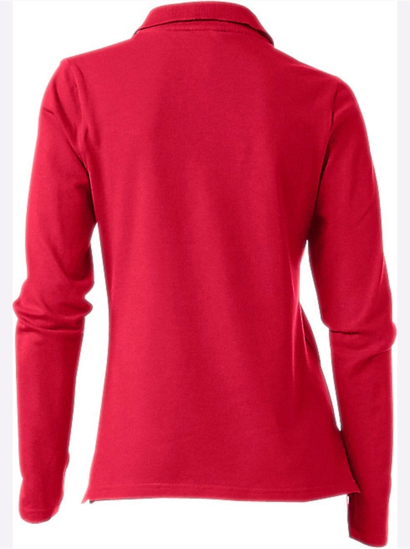 Polo Manches Longues - Taille Standard - Helline Rouge - Kiabi