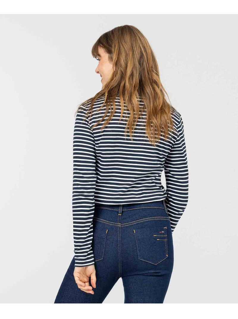 Polo manches longues - Terre de Marins Blanc Bleu - Kiabi