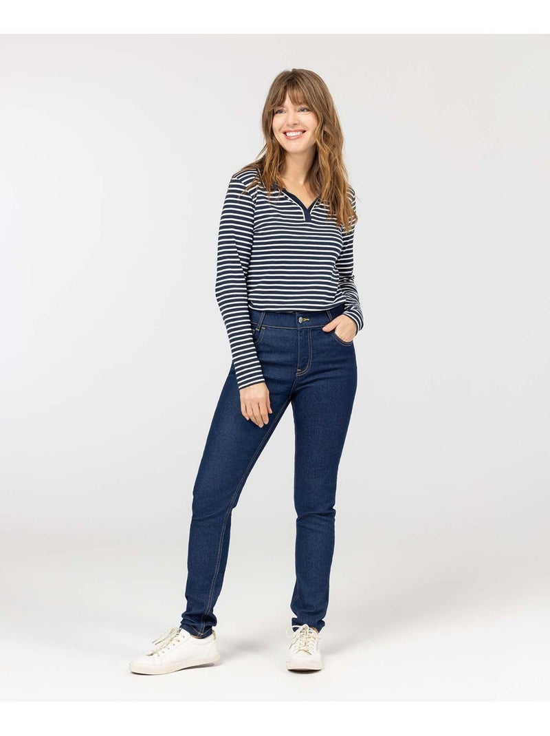 Polo manches longues - Terre de Marins Blanc Bleu - Kiabi
