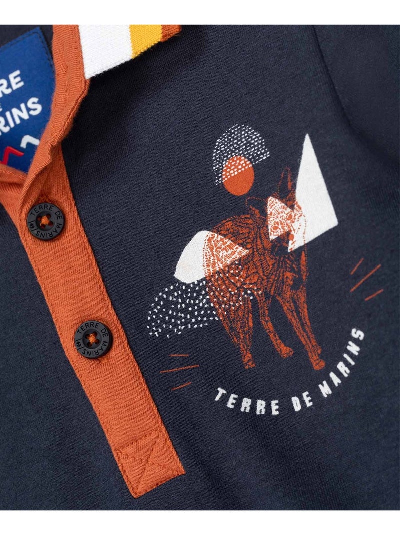 Polo manches longues - Terre de Marins Bleu - Kiabi