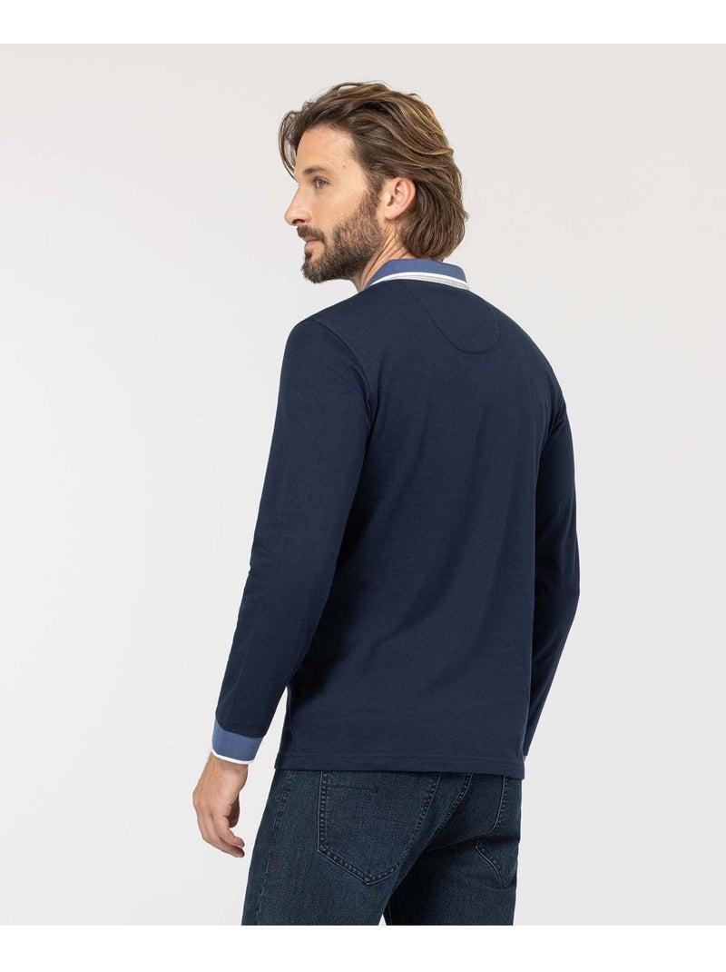Polo manches longues - Terre de Marins Bleu marine - Kiabi