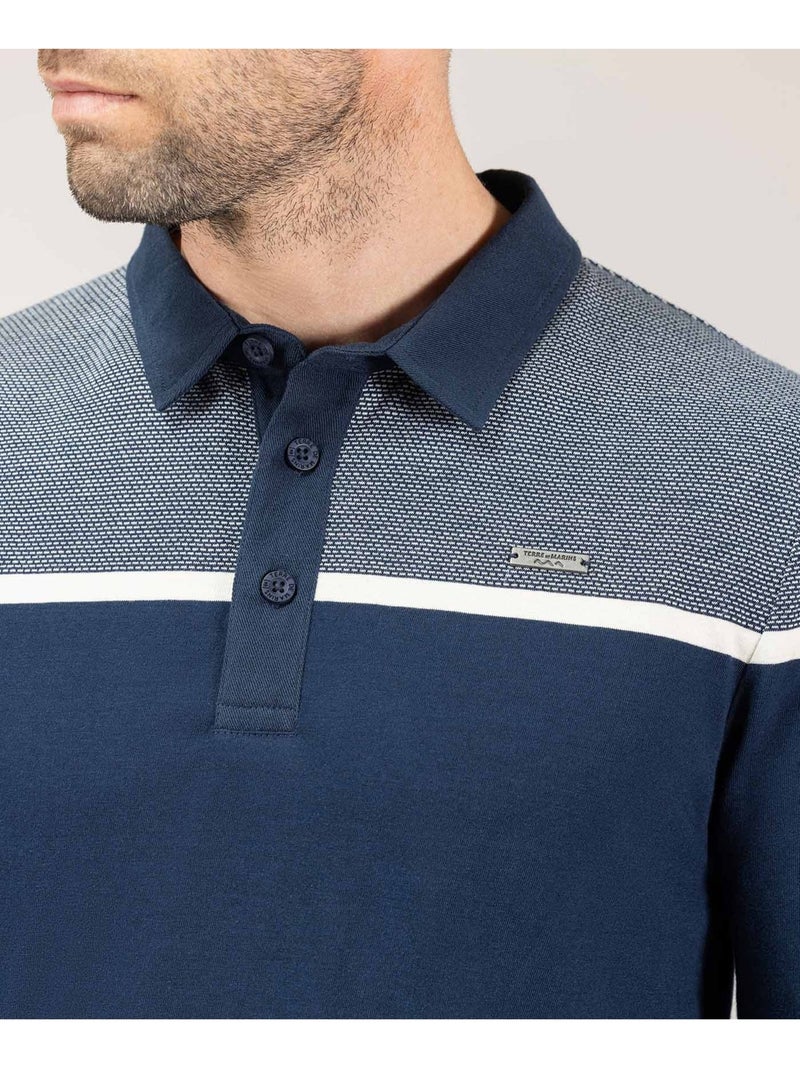 Polo manches longues - Terre de Marins Bleu marine - Kiabi