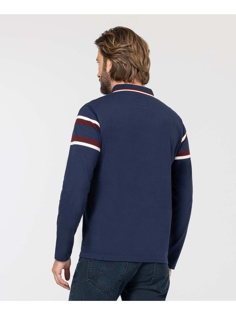 Polo manches longues - Terre de Marins Bleu marine - Kiabi