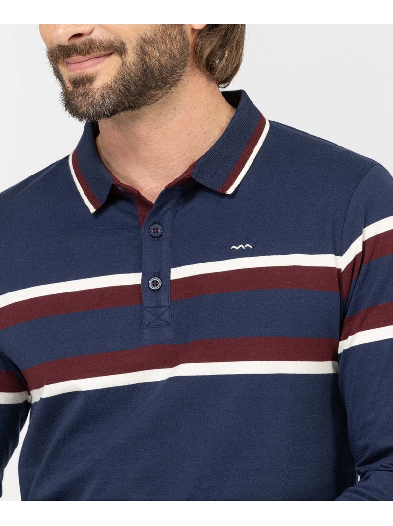 Polo manches longues - Terre de Marins Bleu marine - Kiabi