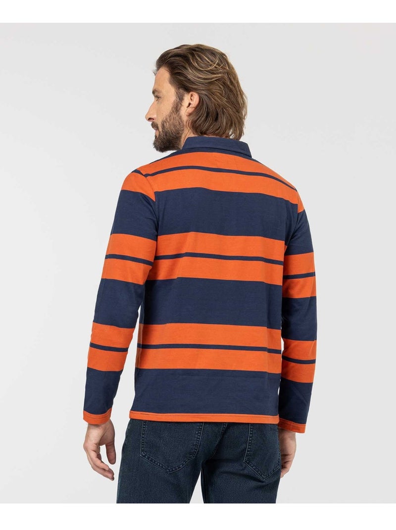 Polo manches longues - Terre de Marins Bleu Orange - Kiabi