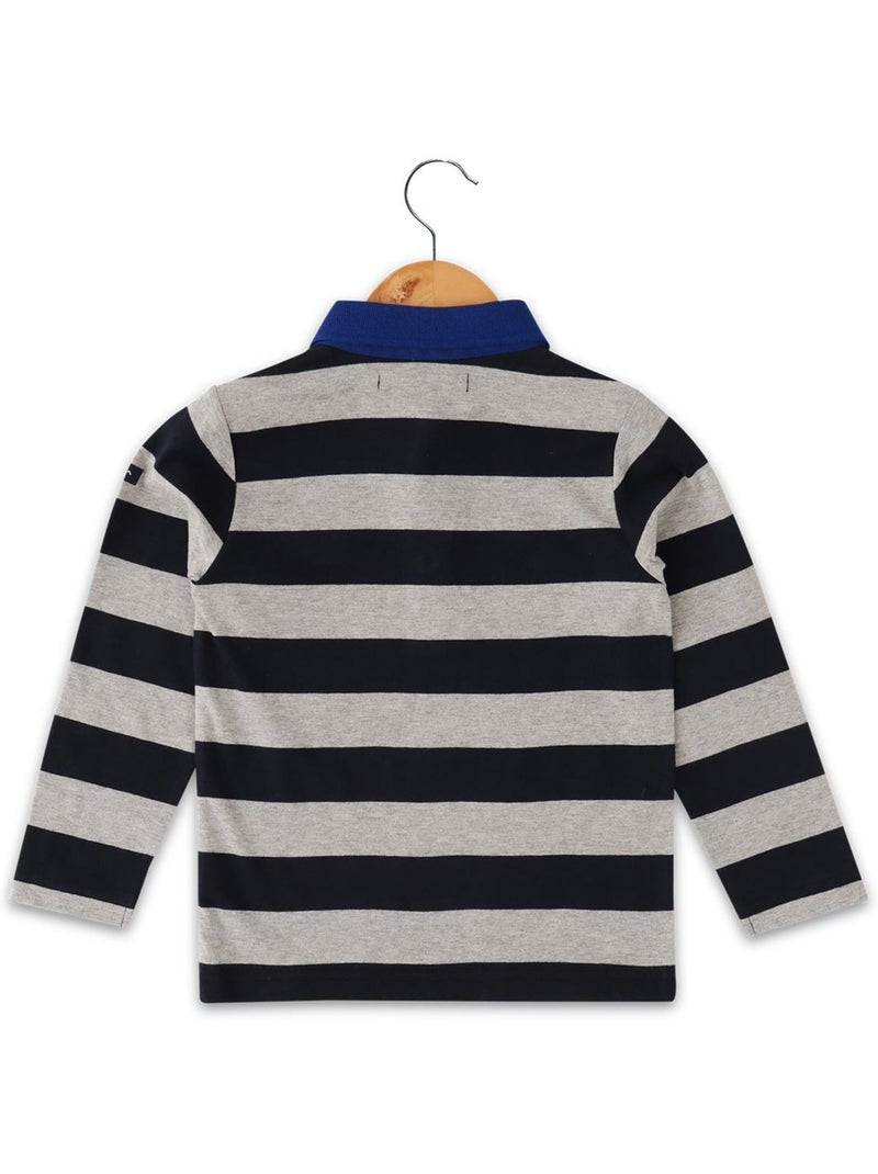 Polo manches longues - Terre de Marins Gris Bleu - Kiabi