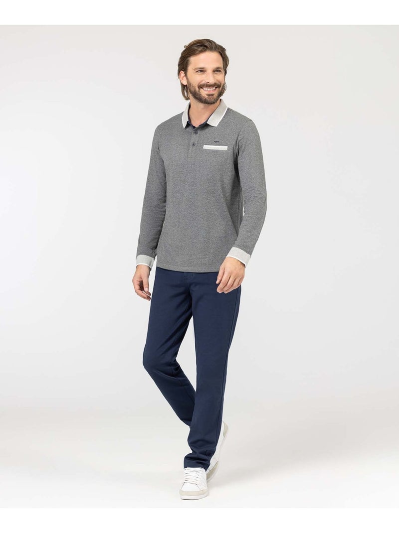 Polo manches longues - Terre de Marins Gris - Kiabi