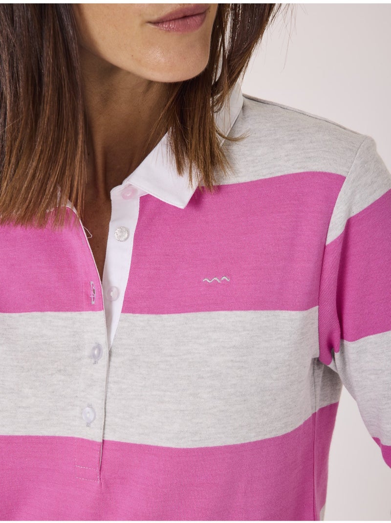 Polo manches longues - Terre de Marins Gris Rose - Kiabi