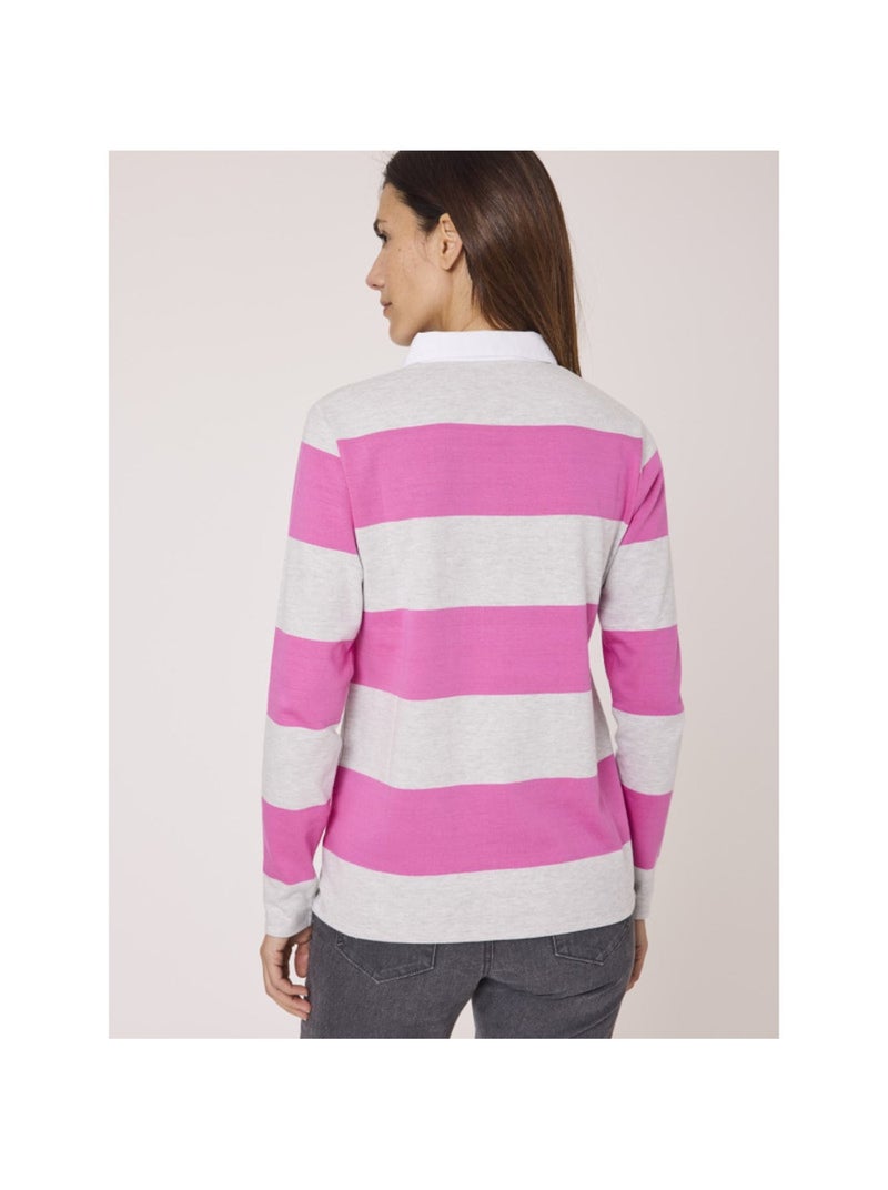 Polo manches longues - Terre de Marins Gris Rose - Kiabi