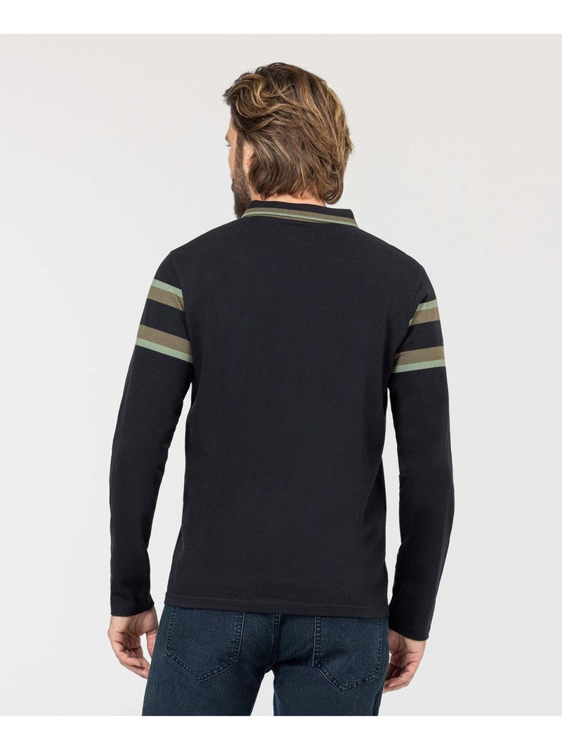 Polo manches longues - Terre de Marins Noir - Kiabi