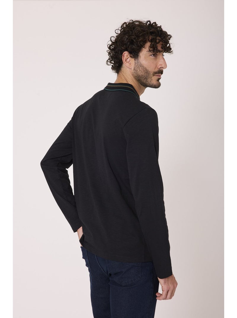 Polo manches longues 100% coton - terre de marins Noir - Kiabi