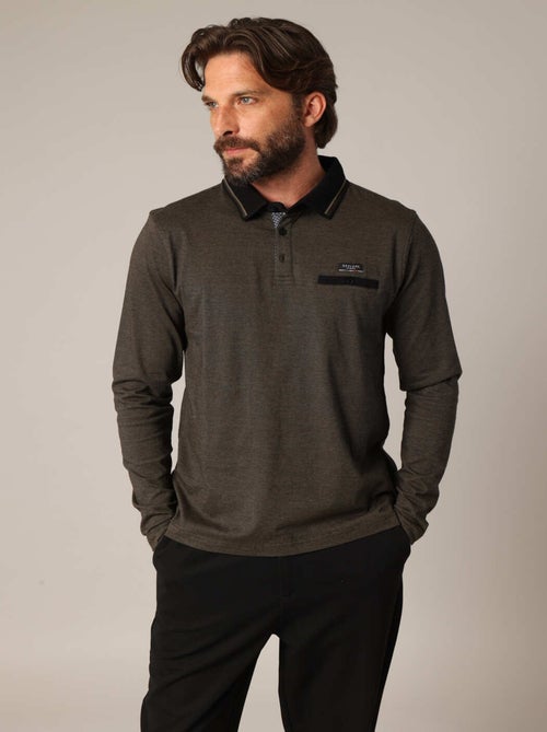 Polo manches longues avec poche raglan boutoonnée 'Deeluxe' - Kiabi