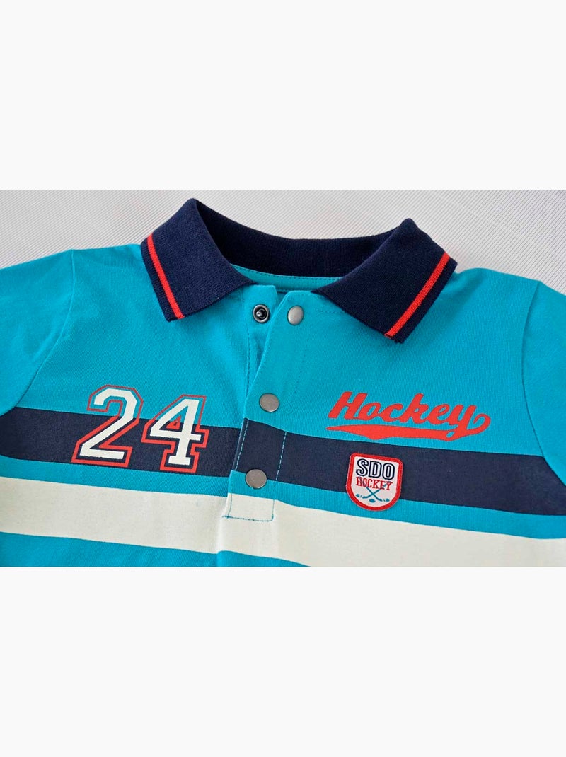 Polo manches longues beltig Bleu - Kiabi