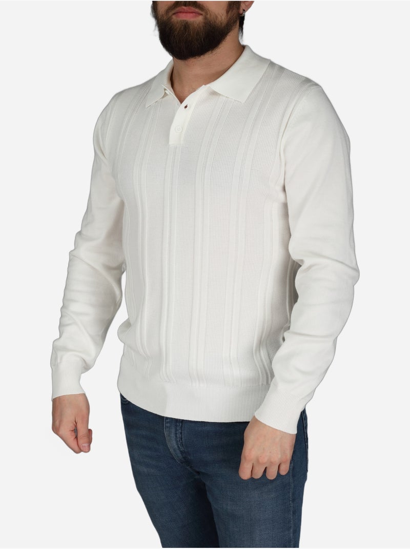 Polo manches longues Blanc - Kiabi