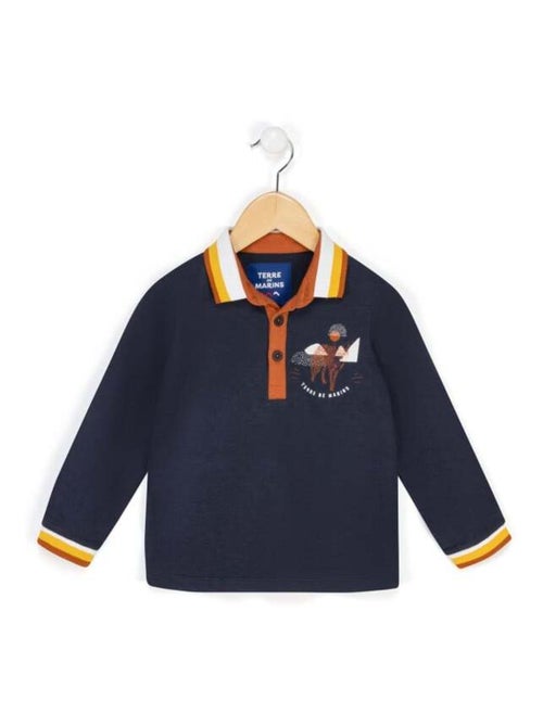 Polo manches longues bleu marine Garçon - Kiabi