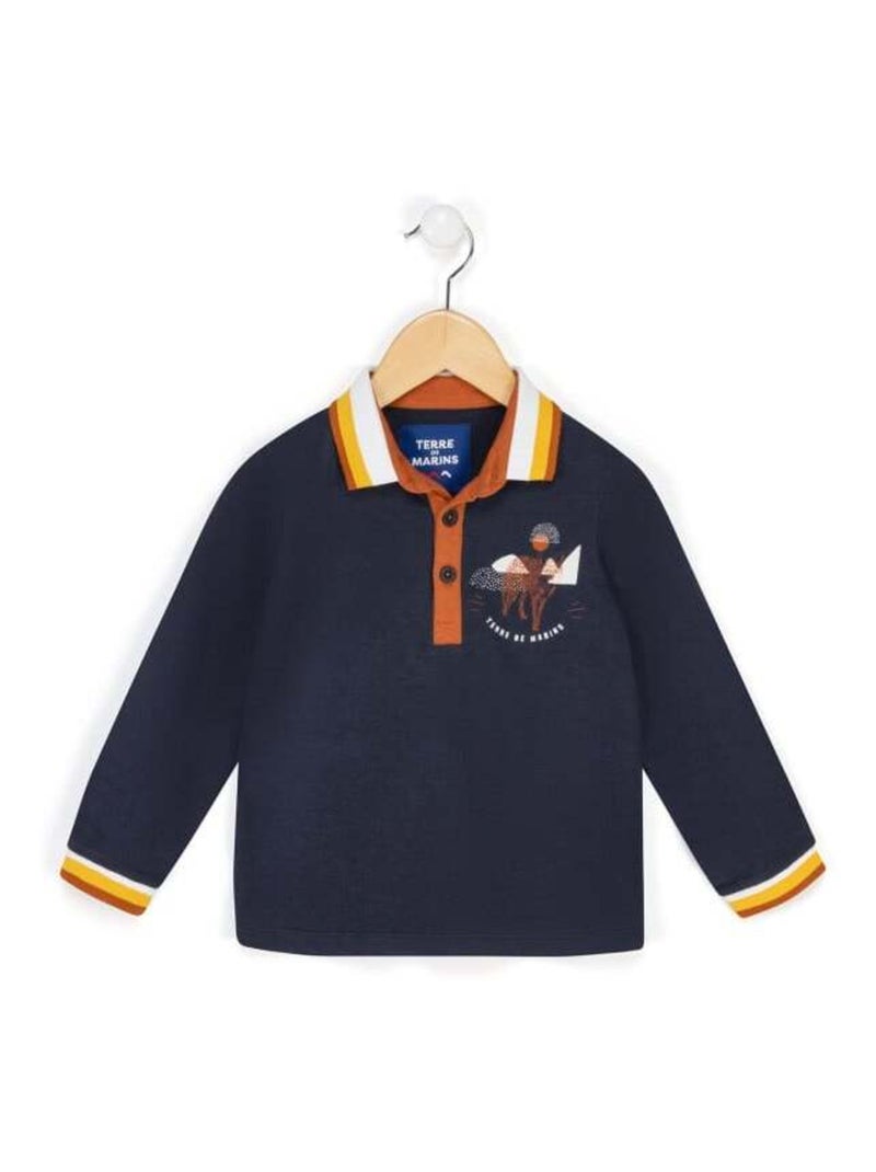 Polo manches longues bleu marine Garçon Bleu - Kiabi