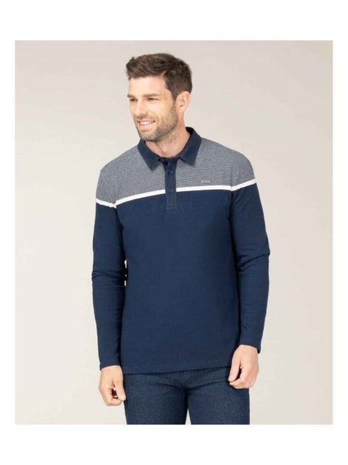 Polo manches longues bleu marine Homme - Kiabi