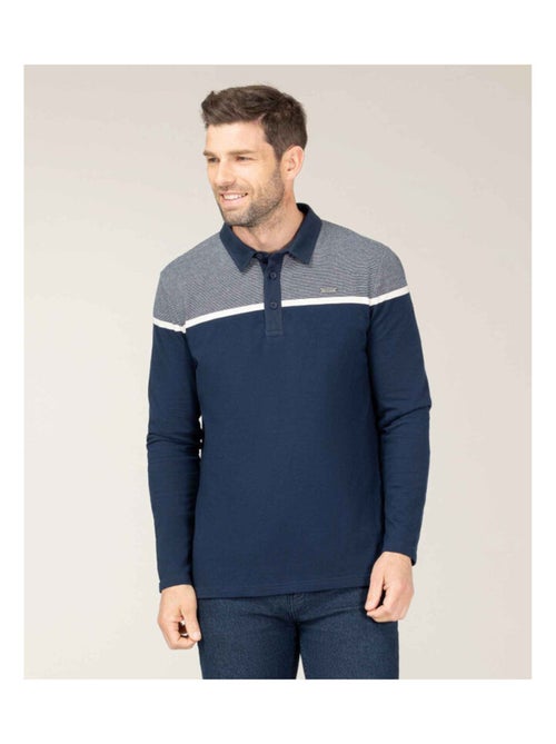 Polo manches longues bleu marine Homme - Kiabi