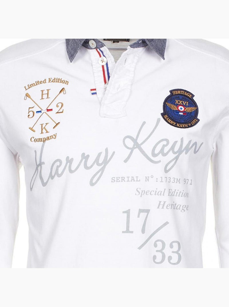 Polo manches longues   CAZBI - HARRY KAYN Blanc - Kiabi