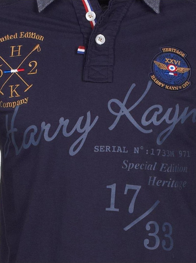 Polo manches longues   CAZBI - HARRY KAYN Bleu marine - Kiabi