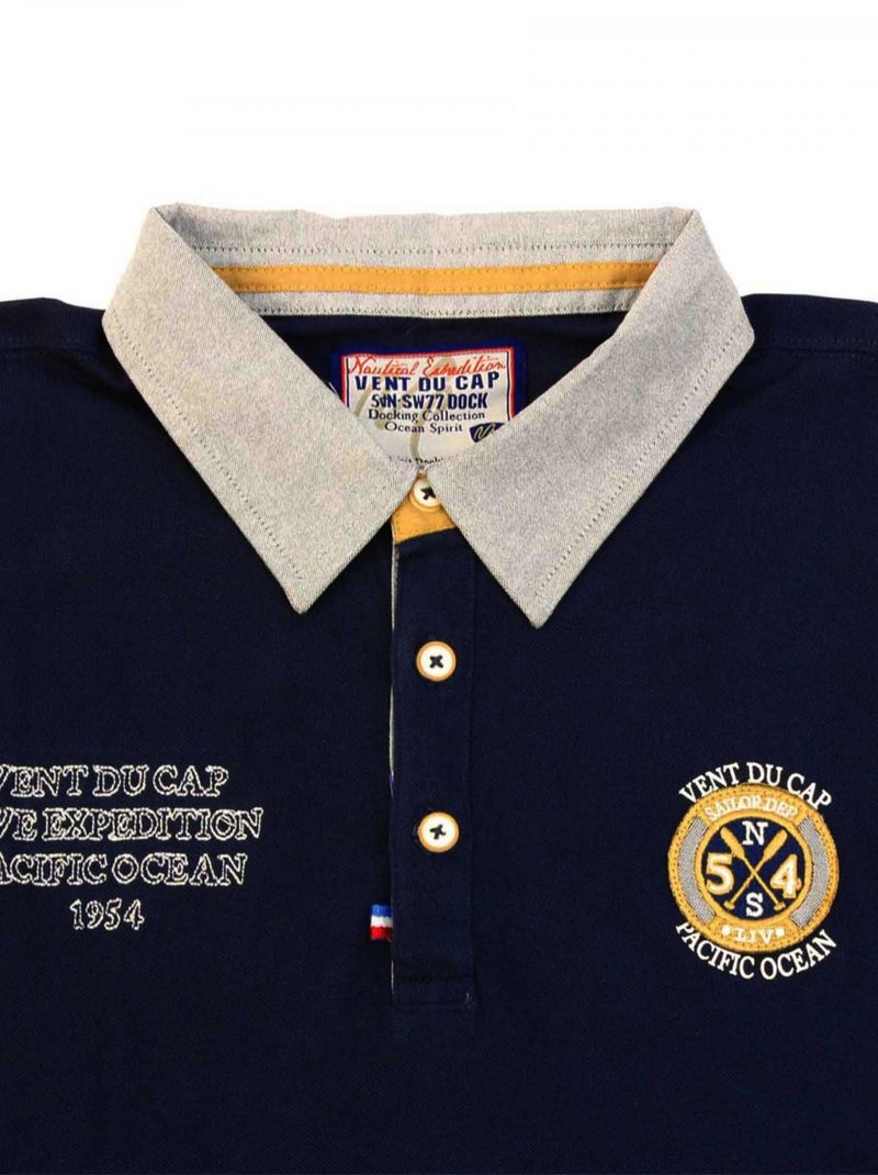 Polo manches longues   CEDICE - VENT DU CAP Bleu marine - Kiabi