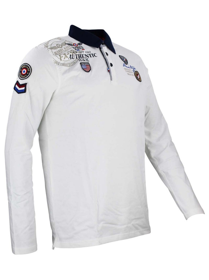 Polo manches longues   CEGAM - HARRY KAYN Blanc - Kiabi