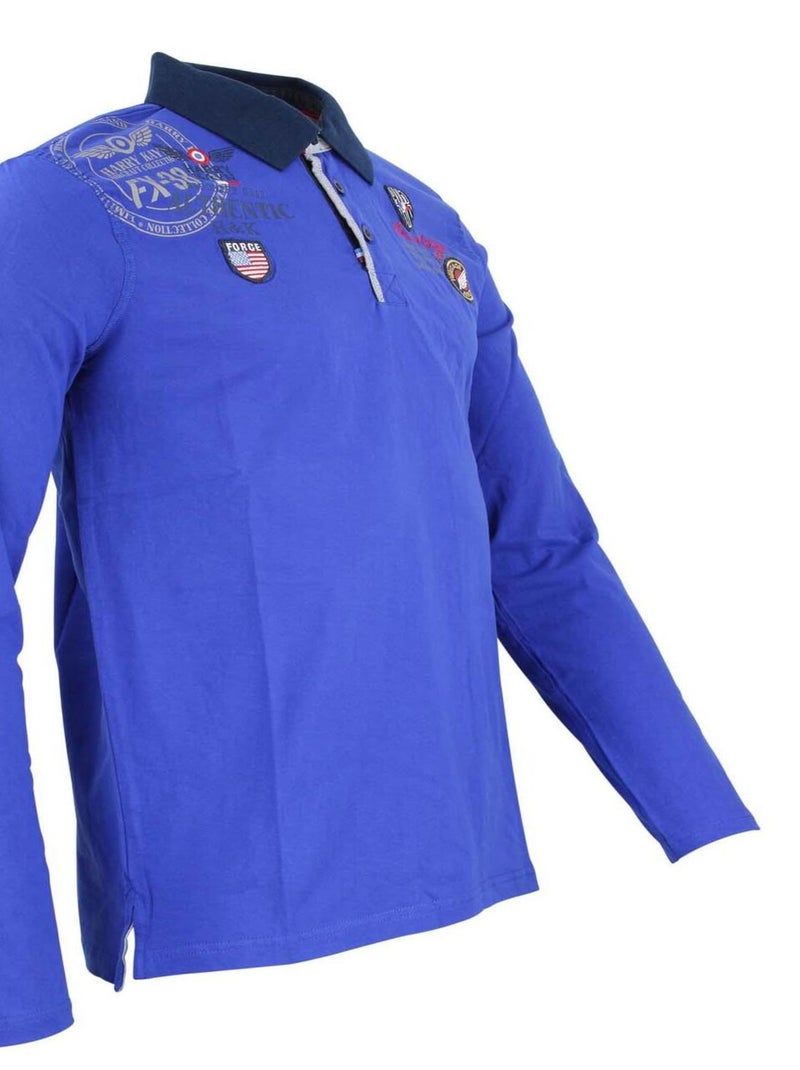 Polo manches longues   CEGAM - HARRY KAYN Bleu - Kiabi
