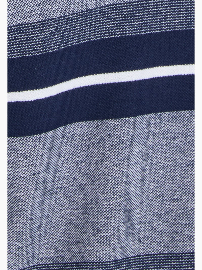 Polo manches longues en maille piquée - Damart Bleu Blanc - Kiabi