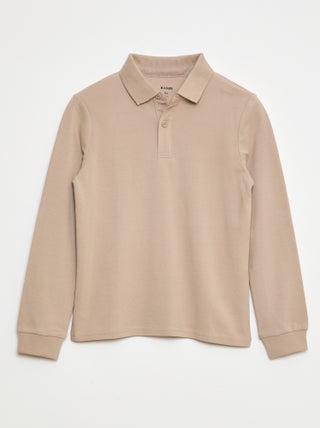 Polo manches longues en maille piquée