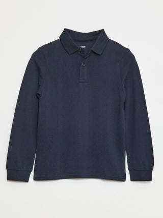 Polo manches longues en maille piquée
