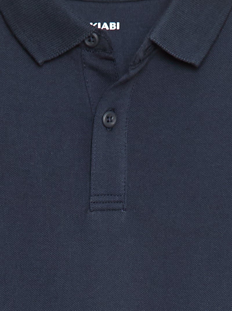 Polo manches longues en maille piquée Bleu - Kiabi