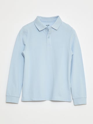 Polo manches longues en maille piquée