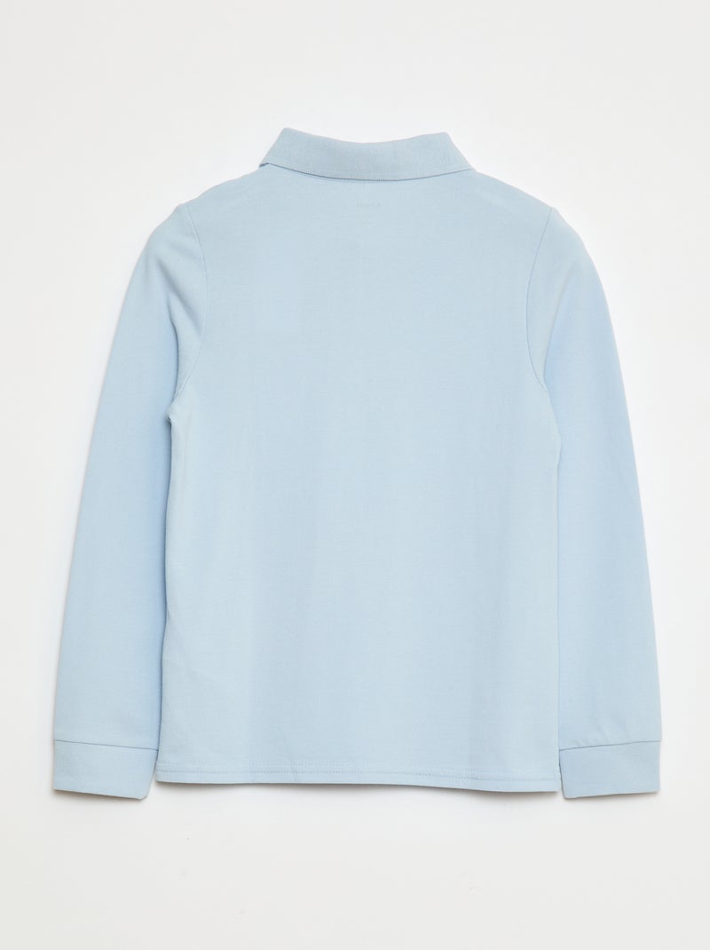 Polo manches longues en maille piquée Bleu - Kiabi