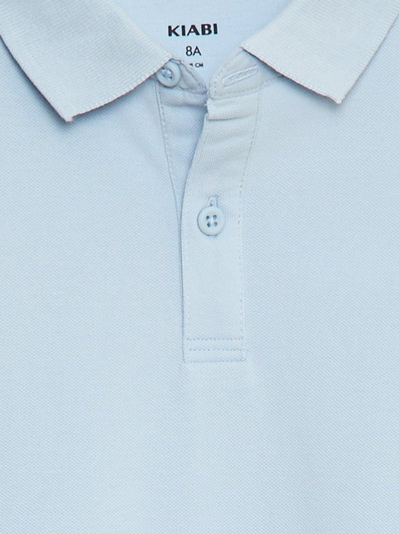 Polo manches longues en maille piquée Bleu - Kiabi