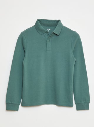 Polo manches longues en maille piquée