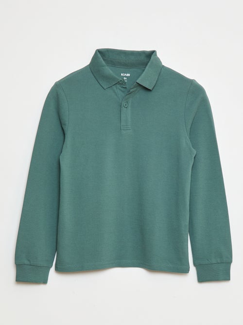 Polo manches longues en maille piquée - Kiabi