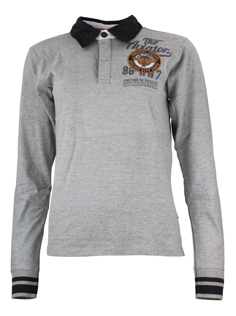 Polo manches longues garçon ECANOPE - HARRY KAYN Gris - Kiabi