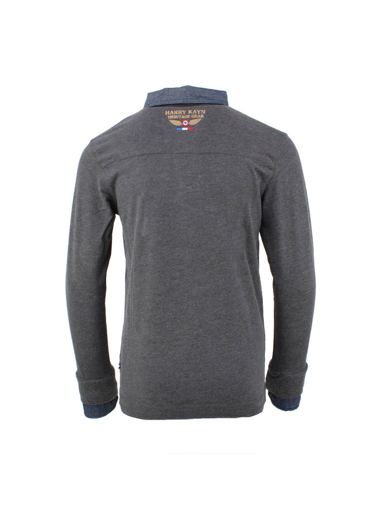 Polo manches longues garçon ECAZBA - HARRY KAYN gris anthracite - Kiabi