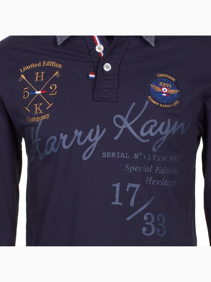 Polo manches longues garçon ECAZBI - HARRY KAYN Bleu marine - Kiabi