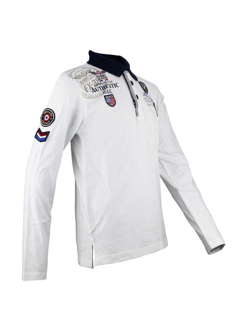 Polo manches longues garçon ECEGAM - HARRY KAYN Blanc - Kiabi